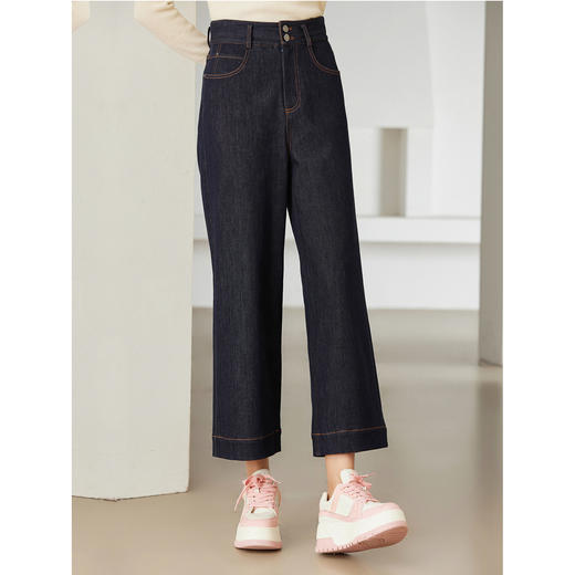 乔万尼宽松复古感原色显瘦百搭直筒裤EM4F598 商品图1