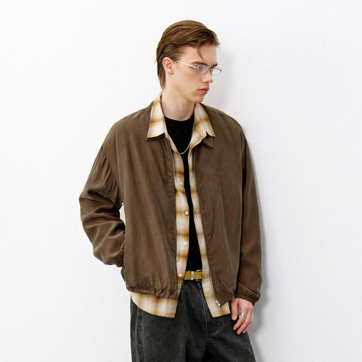 714street美式复古哈灵顿混纺夹克2026春季新款翻领宽松外套男女 商品图0