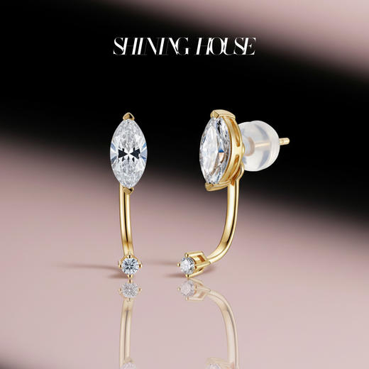 ShiningHouse[培育] 18k金钻石耳饰 橄榄形1克拉钻人工真钻人造钻石K金耳钉耳坠一款两戴耳环时尚钻石耳饰悦己送礼臻选【此商品不支持7天无理由退货退款】预计3日发货 商品图3