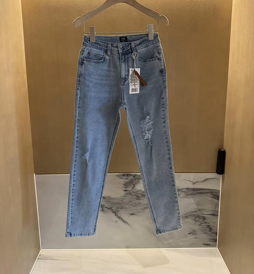 Lee26早春磨白破洞牛仔裤直筒小脚裤012802 商品图3