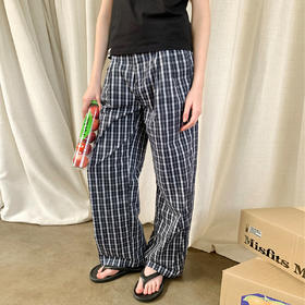 714street格纹宽松休闲阔腿裤2026春季新品直筒裤简约百搭长裤男