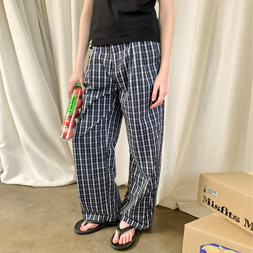 714street格纹宽松休闲阔腿裤2026春季新品直筒裤简约百搭长裤男 商品图0