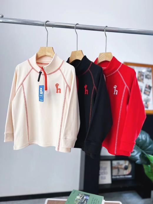 F012817柔软亲肤保暖德绒半拉链儿童打底衫拜年服 商品图0