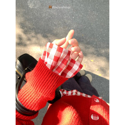 <曾小咸推荐>2.7现货秒杀 ！微信超特价！格子拼接针织开衫 日常229.99 立减130 秒杀99.99！！ 商品图3