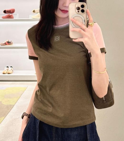 女款刺绣拼色短袖T恤zo014 商品图3