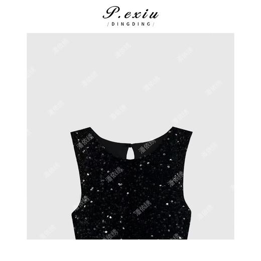 04-3潘依绣丁丁宠粉重工亮片气质优雅无袖连衣裙Q7546 商品图2