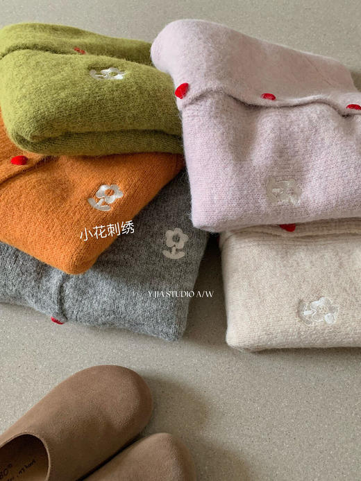 老米优品🎈 3月8日起发货！《带披肩！刺绣小花朵爱心扣针织开衫》含9.4%绵羊毛，柔软亲肤，保暖舒适。 商品图5