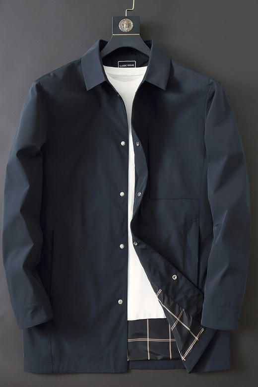 【DWN】大依优型大码男装翻领中长款风衣加肥加大码休闲百搭翻领风衣外套 商品图5