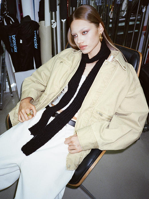 TR她热 打猎装 卡其色水洗做旧斜纹棉复古宽松工装翻领夹克外套 商品图3