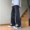 F012840高街风后腿拼接多拉链牛仔裤男女同款 商品缩略图0