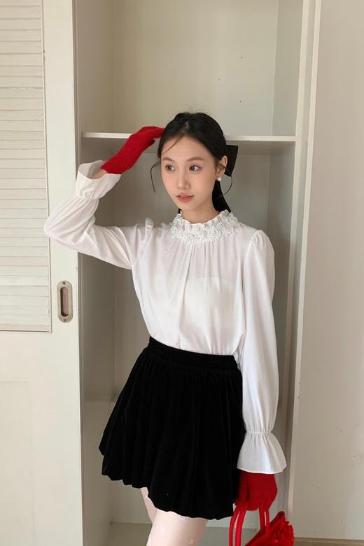 ANSUABEL 甜美立体花朵温柔气质白衬衫 21896 商品图0