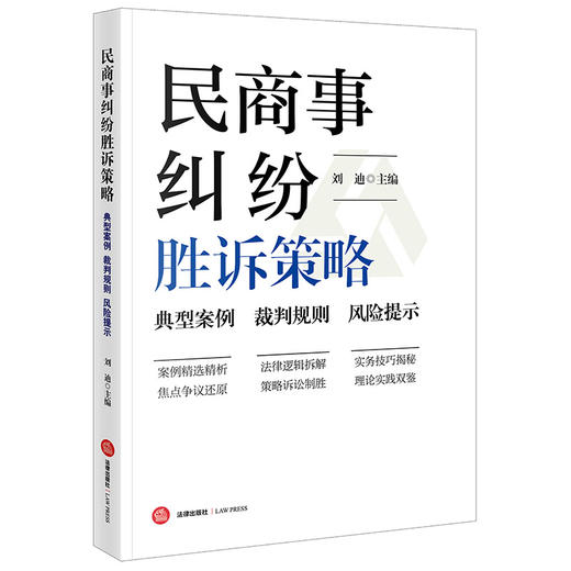 民商事纠纷胜诉策略：典型案例 裁判规则 风险提示  刘迪主编  法律出版社 商品图0
