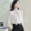 「通勤温柔感天花板」柔光缎面自带高级哑光感 藏肉显瘦不挑身形 米思阳2026春季新款法式气质蝴蝶结衬衫通勤飘带搭配宽松上衣0017 商品缩略图2