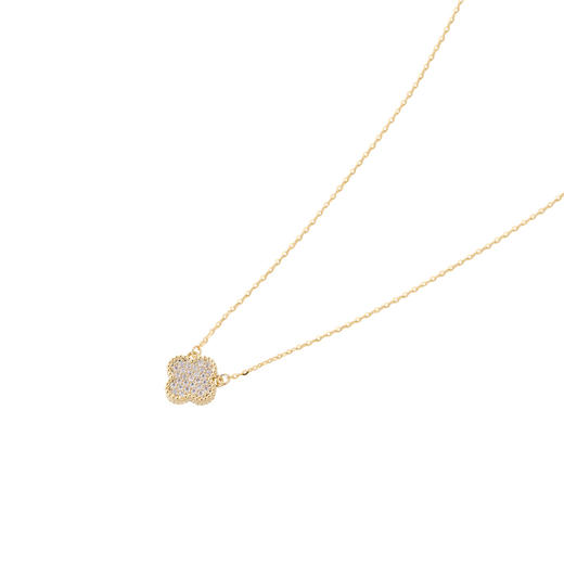 三彩2026新款四叶窗花吊坠细项链国风满镶轻奢锆石通勤锁骨链极简 商品图1