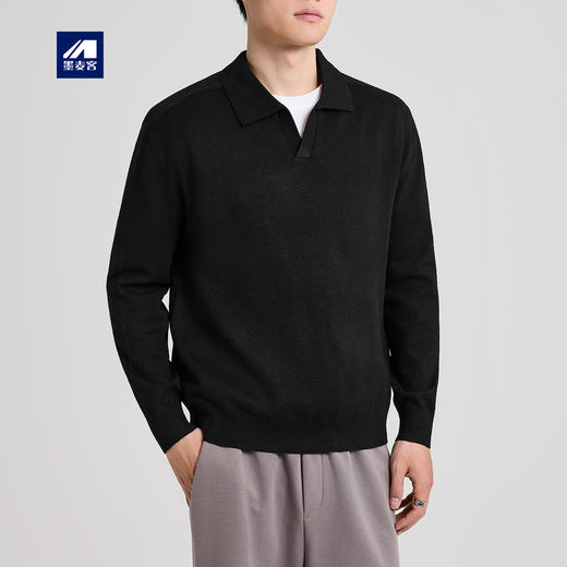 墨麦客男装海鸥领套头毛衣男2025秋季新款马鞍肩男士针织衫21990 商品图0