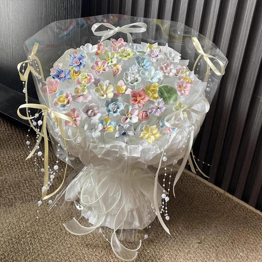 【瓷间藏浪漫❗️爱意永不凋零】陶瓷花束成品景德镇实用生日礼物送手工diy材料闺蜜女友一岁一礼。jc 商品图0