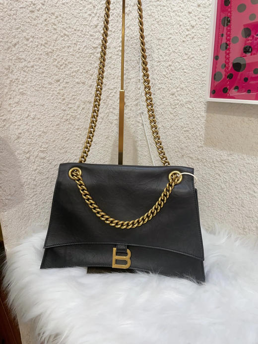 巴黎世家 crush 黑金 油蜡牛皮 大号 沙漏包 商品图0