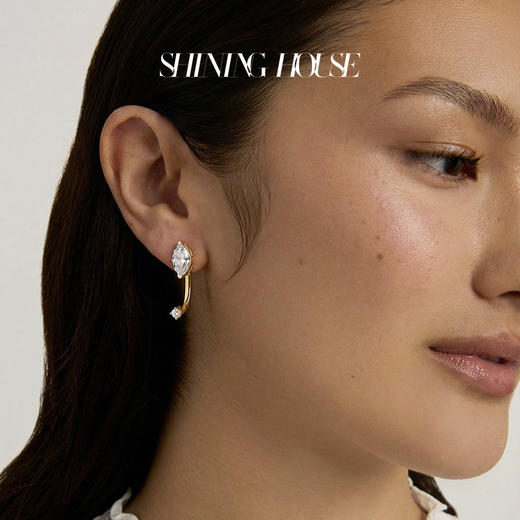 ShiningHouse[培育] 18k金钻石耳饰 橄榄形1克拉钻人工真钻人造钻石K金耳钉耳坠一款两戴耳环时尚钻石耳饰悦己送礼臻选【此商品不支持7天无理由退货退款】预计3日发货 商品图4