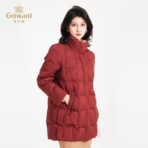 【鹅绒】乔万尼新品提花绗线轻奢感立领白鹅绒宽松羽绒服ED4T853 商品图6