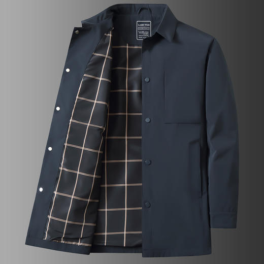 【DWN】大依优型大码男装翻领中长款风衣加肥加大码休闲百搭翻领风衣外套 商品图4