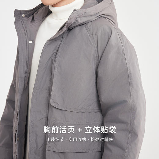 墨麦客中长款工装羽绒服男2025冬季新款立体贴袋羽绒外套男88937 商品图3