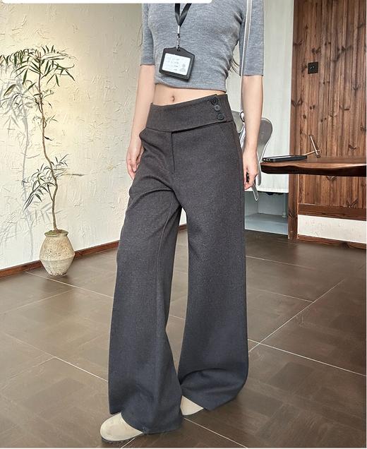 【YW】无忧购春季新款三扣设计感高腰简约阔腿女款西装裤Q-8621（截单3-5天发货) 商品图6