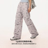马登纯棉薄款直筒阔腿山系伞兵裤松紧腰印花休闲工装长裤子女士春 商品缩略图1
