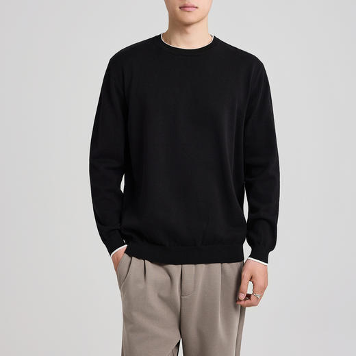 墨麦客男装简约撞色套头毛衣男2025秋季新款精梳棉针织衫男22002 商品图2