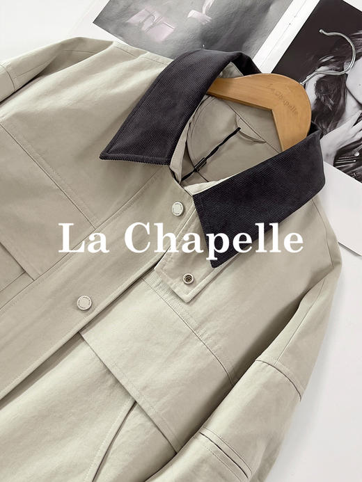 专柜实拍【巴恩工装风】拉夏贝尔/La Chapelle轻奢设计师款！撞色翻领拼接宽松百搭小个子短外套 商品图7