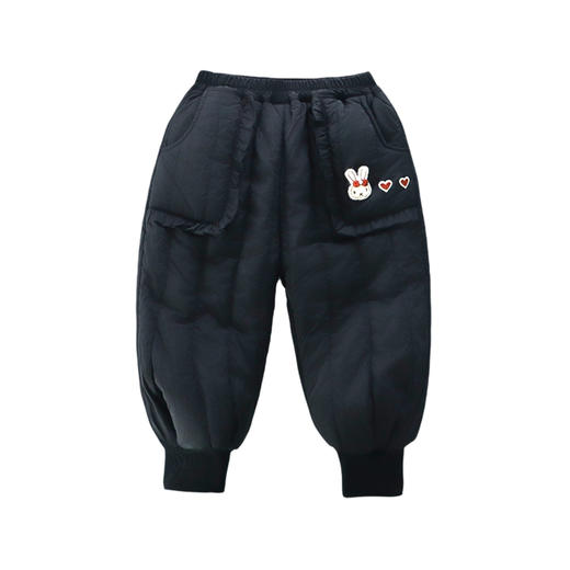 冬季新款儿童兔子口袋花边棉裤2025韩版女童洋气校园裤童装代发潮 商品图4