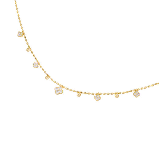 三彩2026新款四叶花吊坠满天星项链轻奢锆石法式复古灵动锁骨链女 商品图1