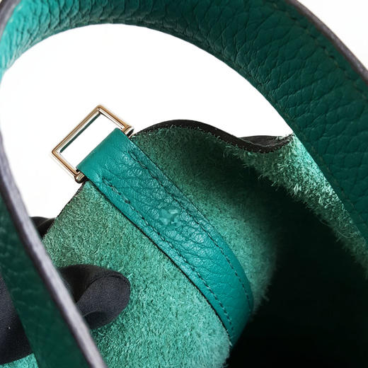 【95新】Hermes爱马仕孔雀绿银扣菜篮子Picotin 18手提包女士240126NJS06 商品图11