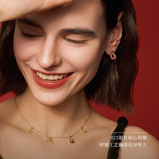 Neverfar 跃马逐光系列跃马逐光红玛瑙马蹄耳环小号 商品图5