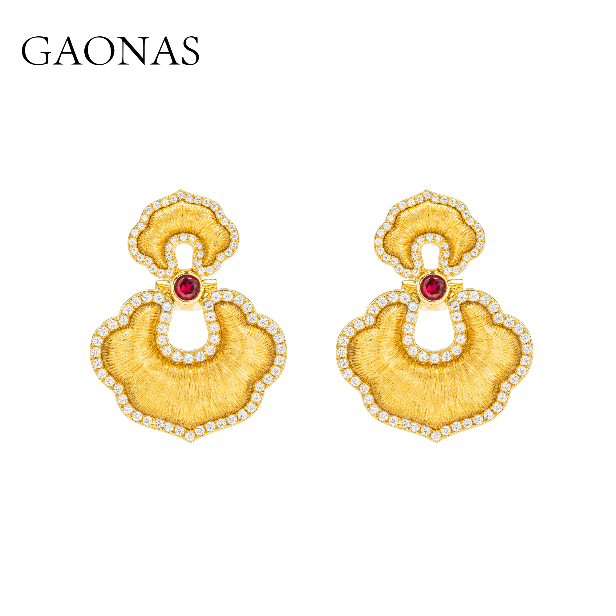 GAONAS  事事如意 中式贵气金色耳环11675EGO