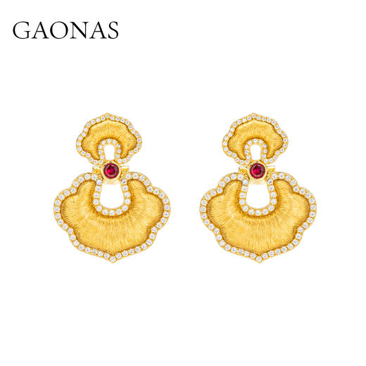 GAONAS  事事如意 中式贵气金色耳环11675EGO 商品图0