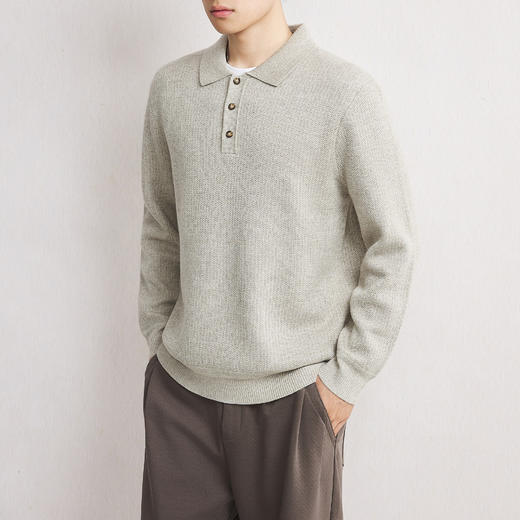 墨麦客可机洗翻领羊毛衫男2025冬季新款基础微阔复古针织毛衣男士 商品图2