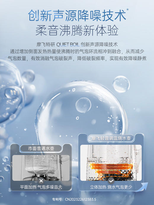 【摩飞最新款静音烧水壶】摩飞烧水壶静音电热水壶家用智能保温一体自动断电不锈钢电水壶 商品图2
