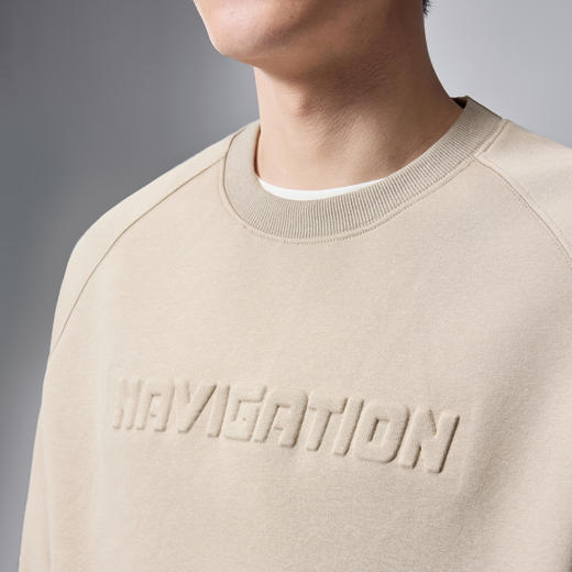 墨麦客男装立体凹凸印男士圆领卫衣秋季插肩袖休闲外套男。 商品图2