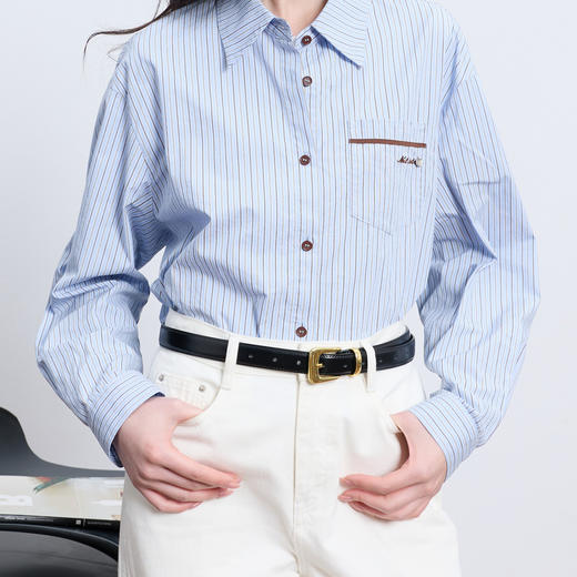 三彩2026新款经典复古针扣皮质腰带二层牛皮百搭通勤干练休闲束腰 商品图2