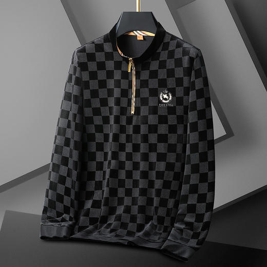 【DWP】大依优型大码男装半拉链阳光绒拉链衫休闲商务加肥加大码长袖上衣 商品图1