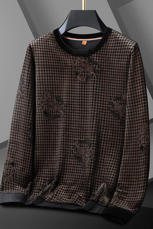 【DWP】大依优型大码男装圆领阳光绒卫衣花纹休闲加肥加大码卫衣上衣 商品图5