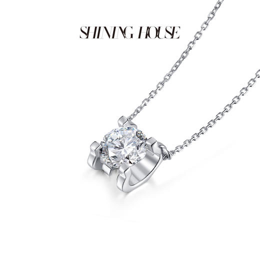 ShiningHouse[培育] 18k金钻石项链 圆钻形1克拉钻人工真钻人造钻石K金项链可调节简约牛头款钻石项链悦己送礼臻选【此商品不支持7天无理由退货退款】预计3日发货 商品图2