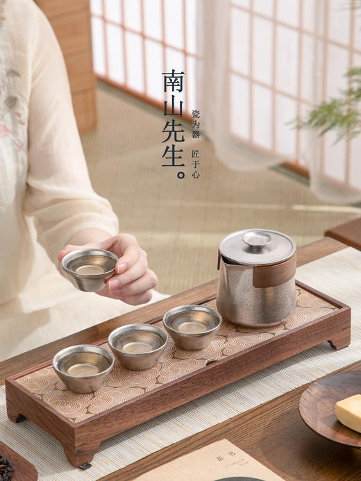 南山先生 冰晶纯钛泡茶器套组 一壶四杯 便携式户外泡茶壶旅行茶具 商品图1