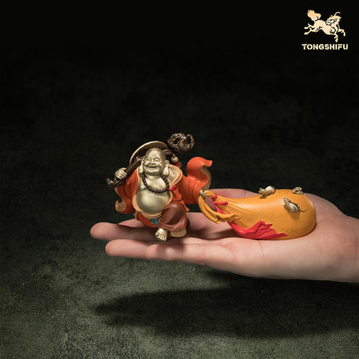 铜师傅 见微系列《笑纳百财》客厅桌面佛像铜摆件 家居工艺品 商品图4