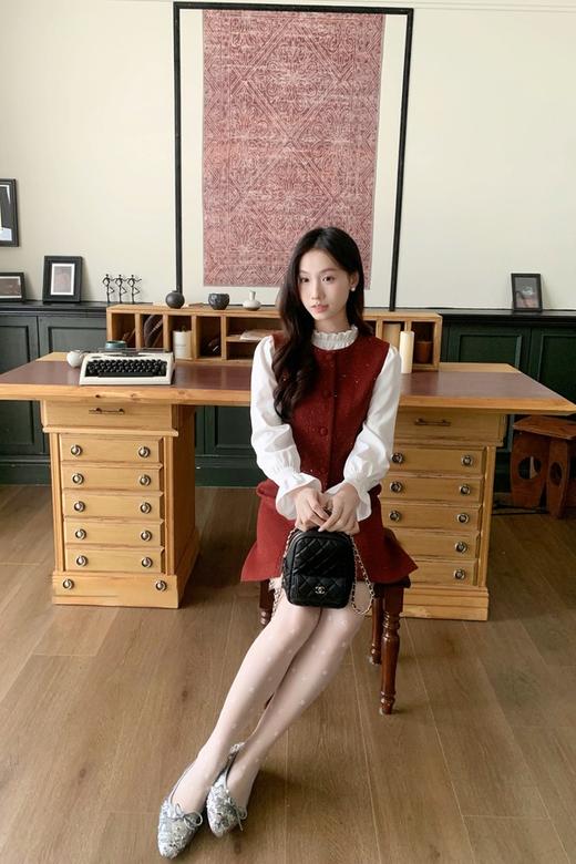 ANSUABEL 气质木耳边礼服细闪连衣裙套装 21973 商品图4