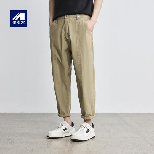 墨麦客简约全棉休闲裤男2025秋季新款结构分割男士直筒裤子90822 商品图0