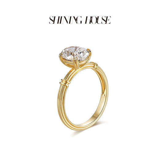 ShiningHouse[培育] 18k金钻石戒指 椭圆形2克拉钻人工真钻人造钻石K金戒指简约钻石戒指悦己送礼臻选【此商品不支持7天无理由退货退款】预计3日发货 商品图2