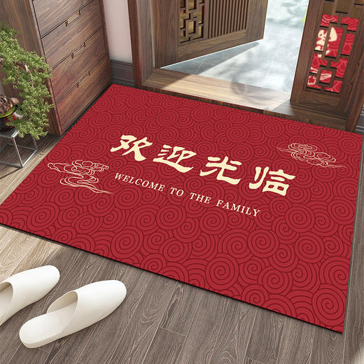 【福利❗️9.9抢🔥纳福喜庆地毯】旗开得胜，欧气满满，带福回家！入户门地垫家用进门地毯耐脏玄关门口脚垫红色印花防滑垫子新年马年 商品图1