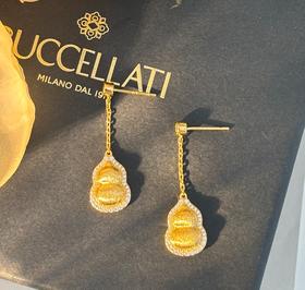 新年福禄 葫芦耳坠 葫芦耳环  银镀金拉丝耳坠  （非质量问题 不退不换）