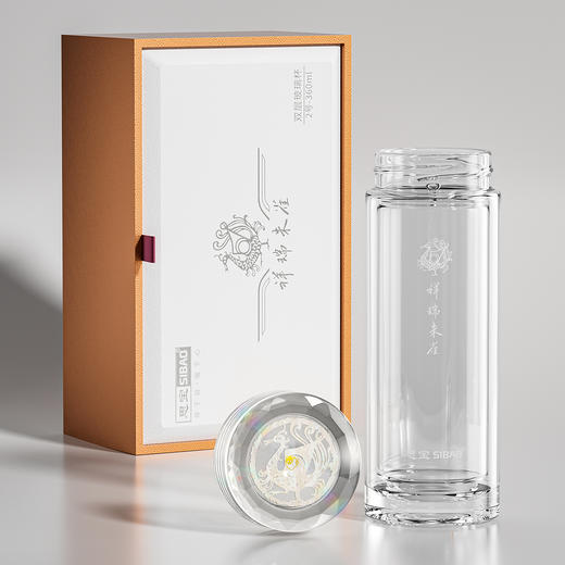 思宝新品祥瑞朱雀双层玻璃杯便携车载礼盒包装男女通用 商品图4